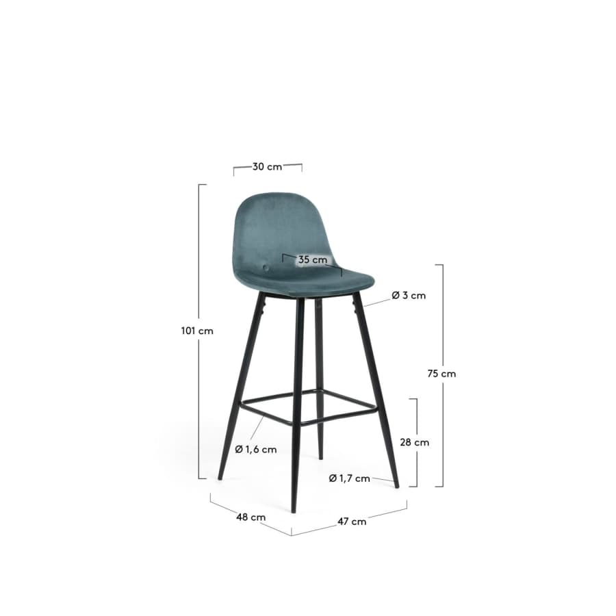Turquoise fabric Nolite barstool height 75 cm