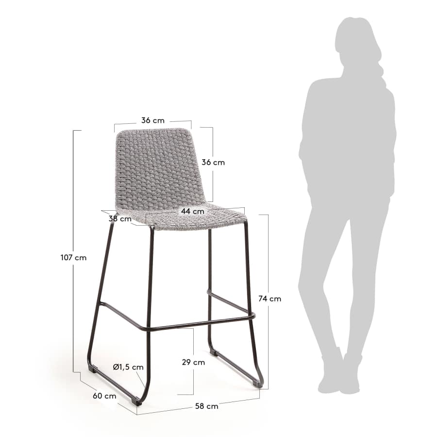 Tabouret de bar Brianne gris tacheté hauteur 74 cm