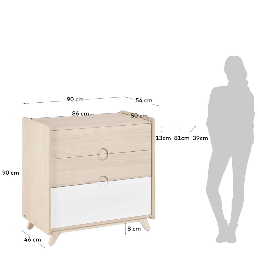 Nunila chest of drawers in ash veneer 90 x 90 cm FSC 100%