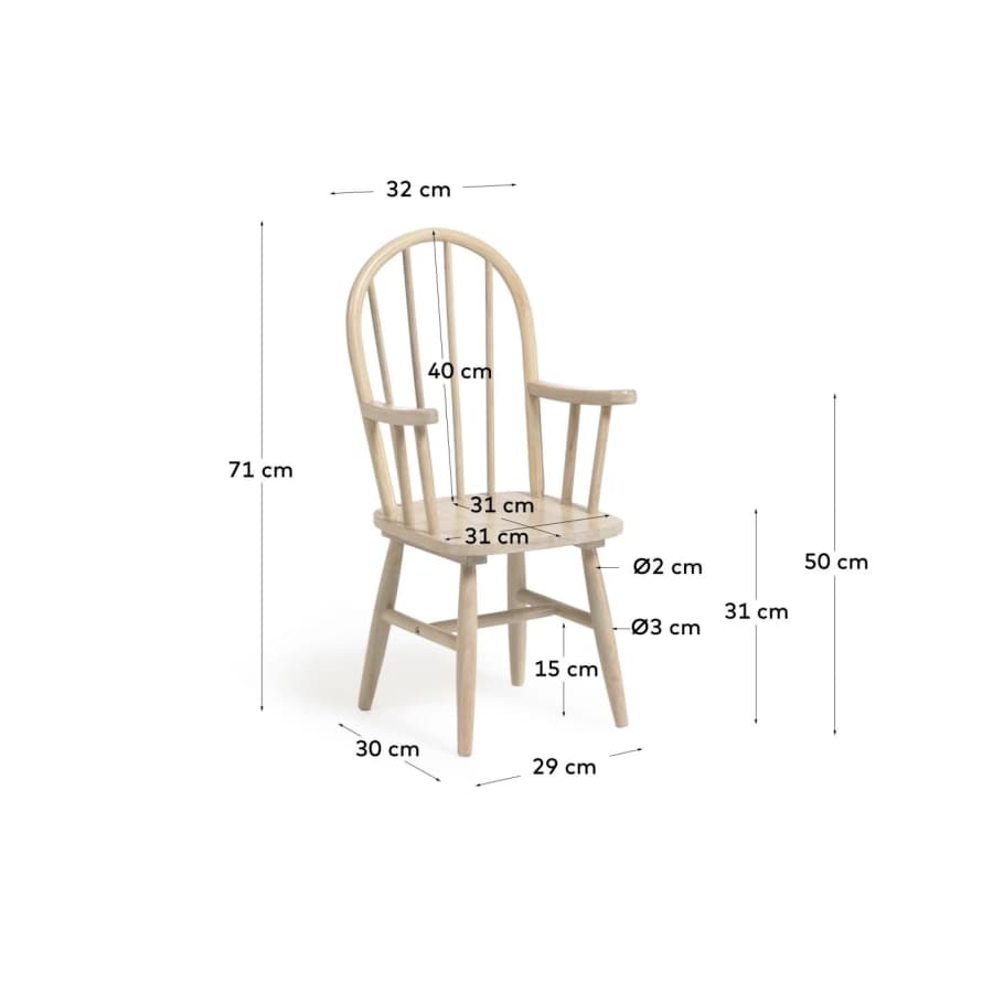 Daisa kids chair in solid rubber wood