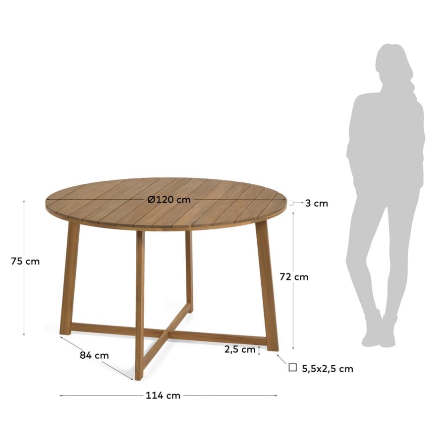 Dafne round garden table in solid acacia, Ø 120 cm FSC 100%