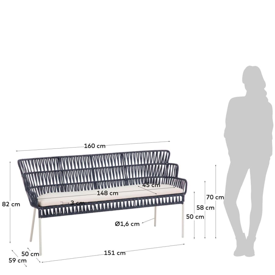 Banc Robyn bleu 160 cm