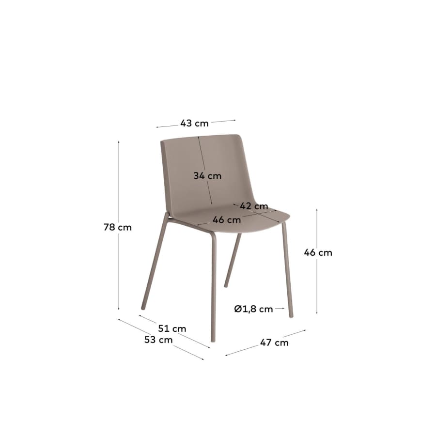 Hannia brown chair with brown steel legs