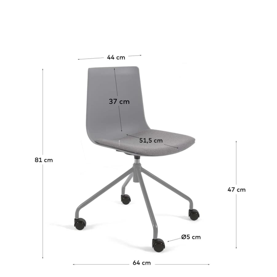 Ralfi grey desk chair with light grey seat