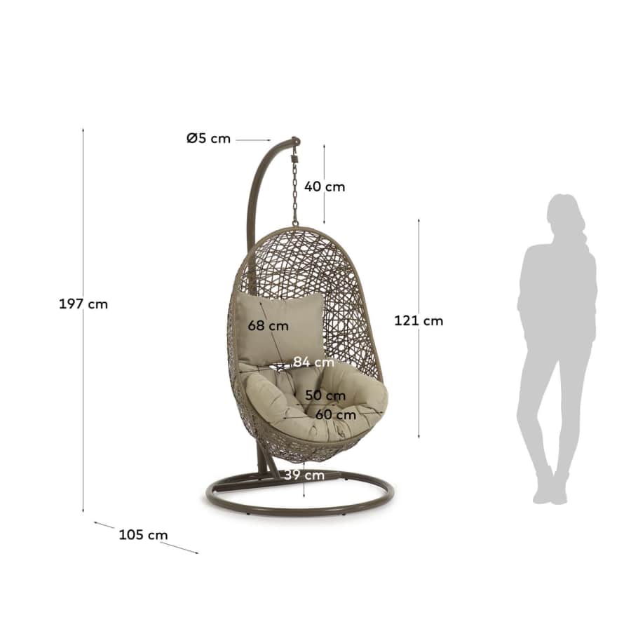 Florina brown hanging chair with base