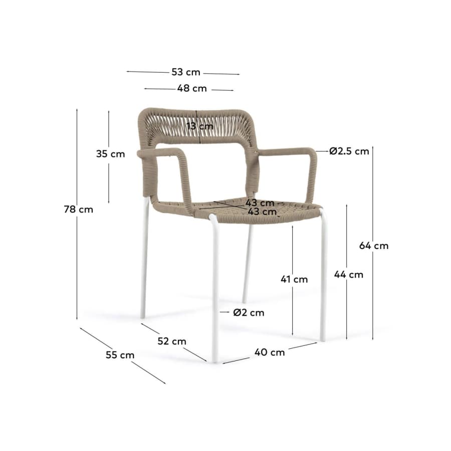 Cailin stackable chair in beige cord with galvanised steel legs painted white