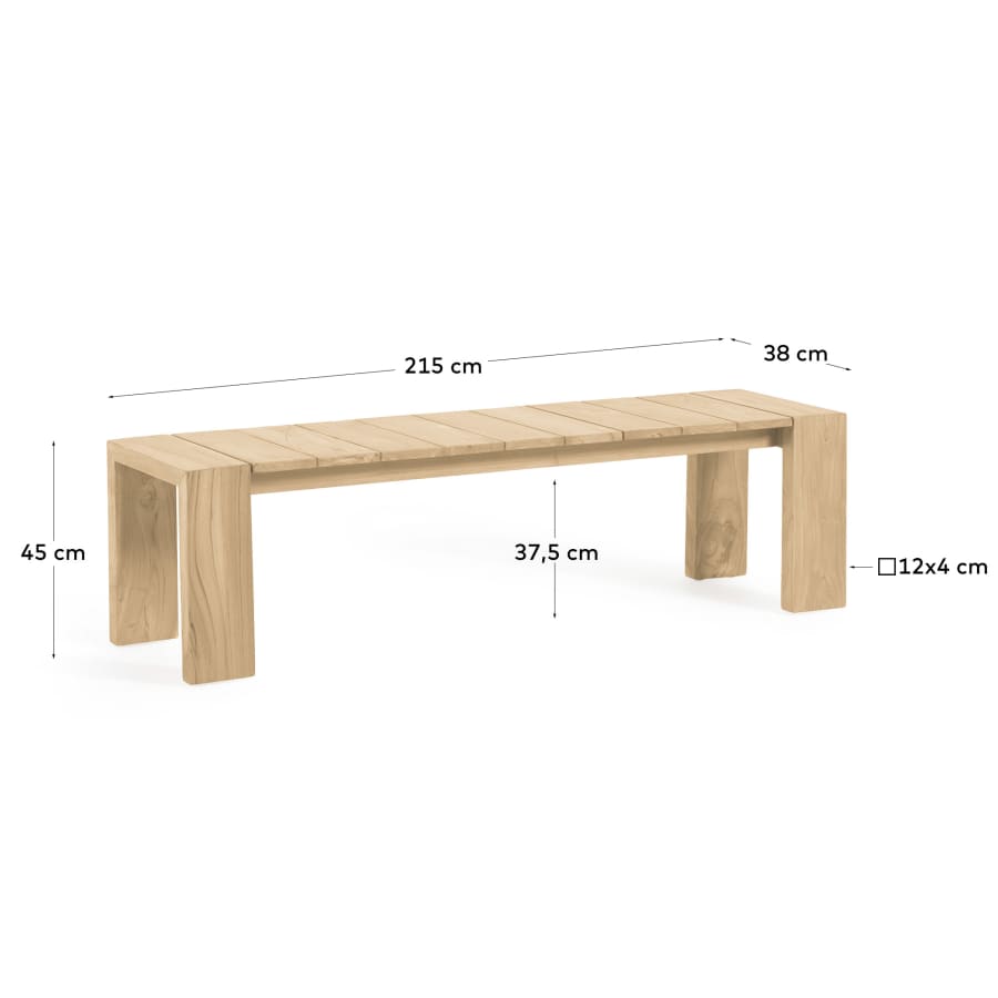 Victoire solid teak outdoor bench 215 cm