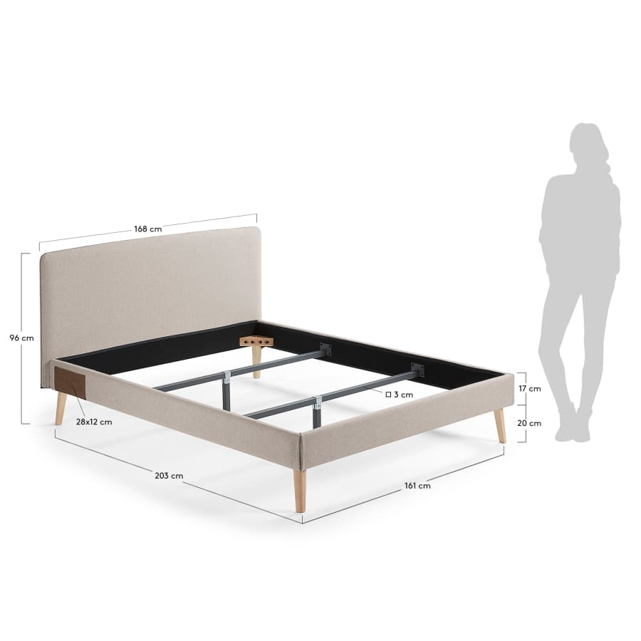 Dyla Bezug in Beige für Bett mit Matratzengröße von 150 x 190 cm
