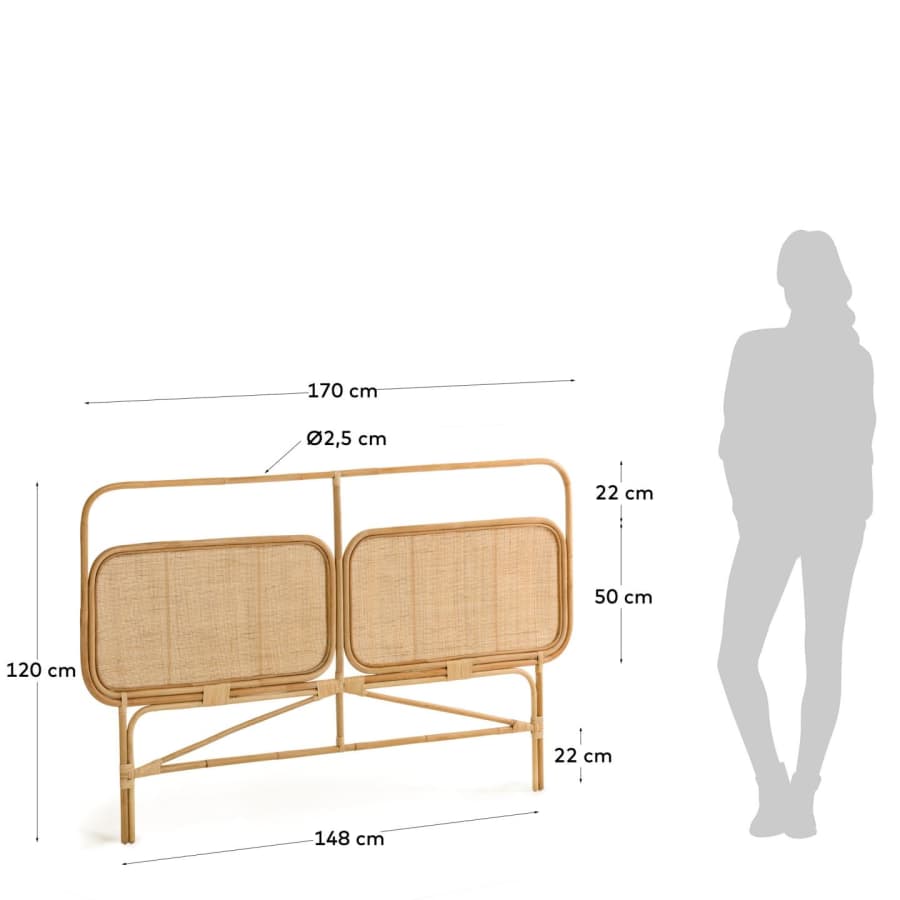 Tête de lit Margaret en rotin finition naturelle pour lit de 160 cm
