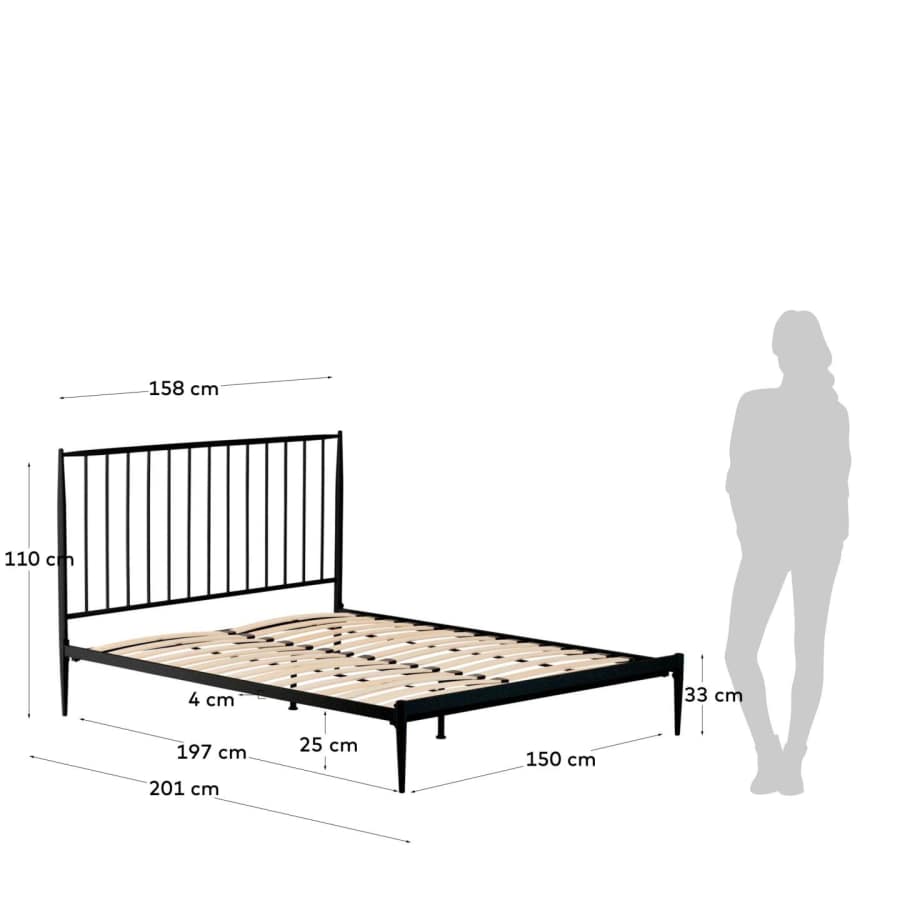 Natacha 150 x 190 cm graphite bed