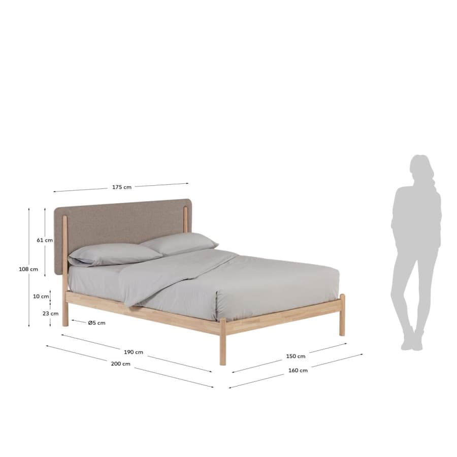 Shayndel solid rubber wood bed for 150 x 190 cm mattress