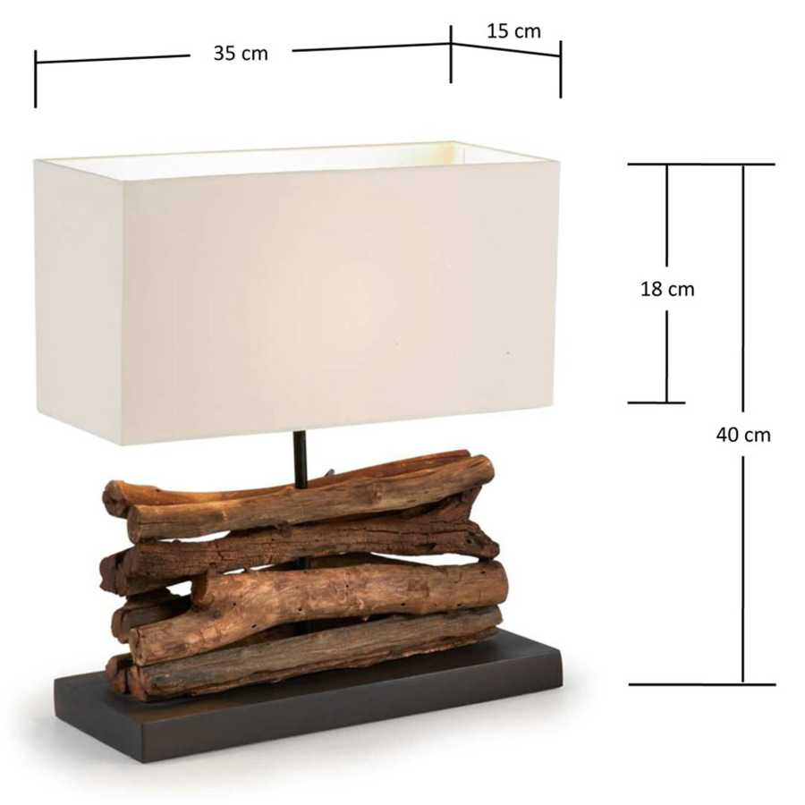 Sahai table lamp made of solid rubberwood UK adapter