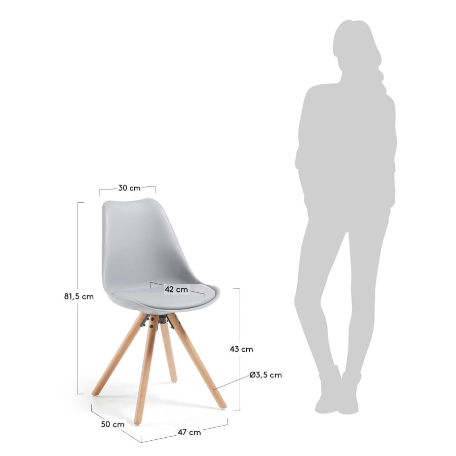 Chaise Ralf grise et pieds en bois