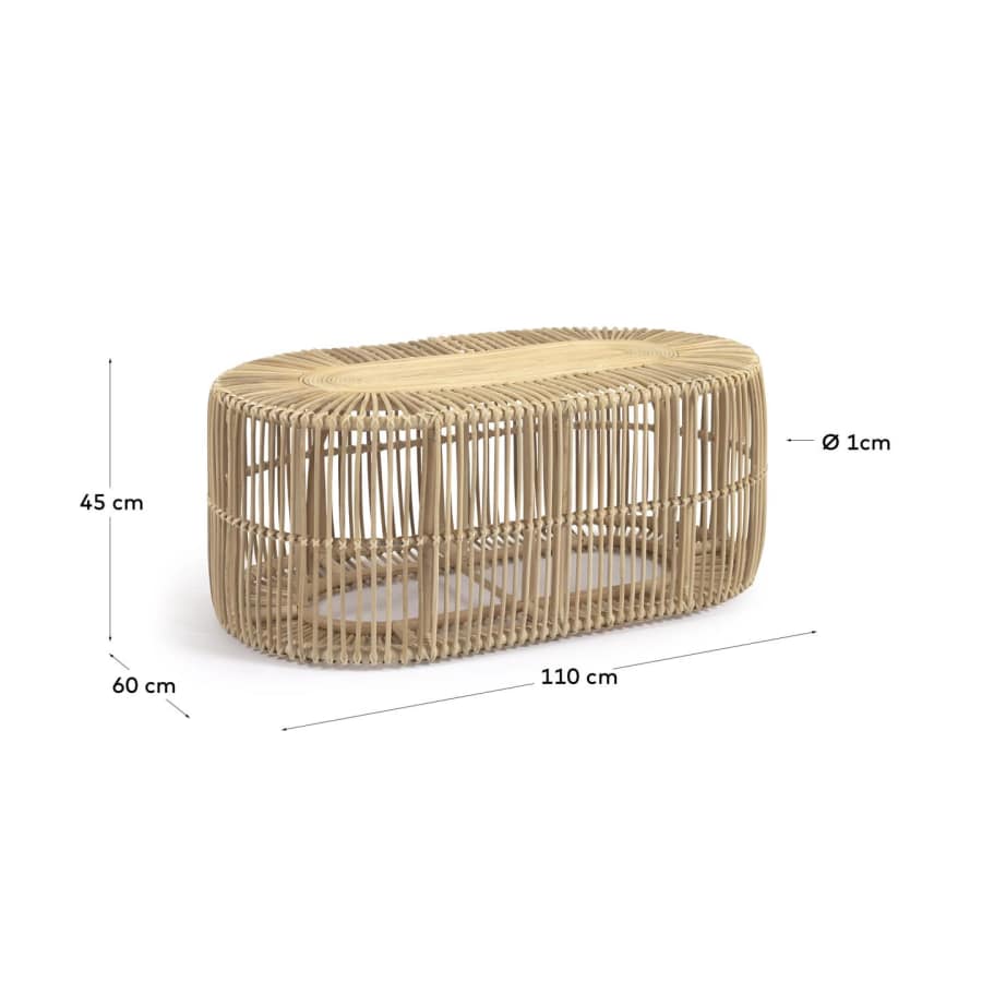 Lael coffee table in rattan with natural finish Ø 110 x 60 cm