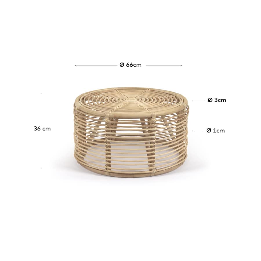 Round Kohana coffee table in rattan with natural finish Ø 66 cm