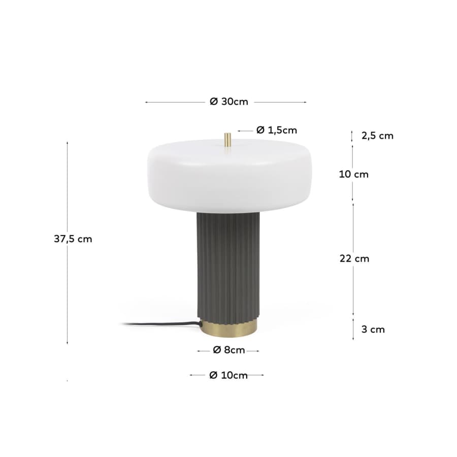 Serenella Tischlampe aus Metall mit weiß und grün lackiertem Finish