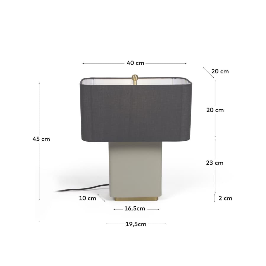 Clelia table lamp in metal with beige and dark grey painted finish
