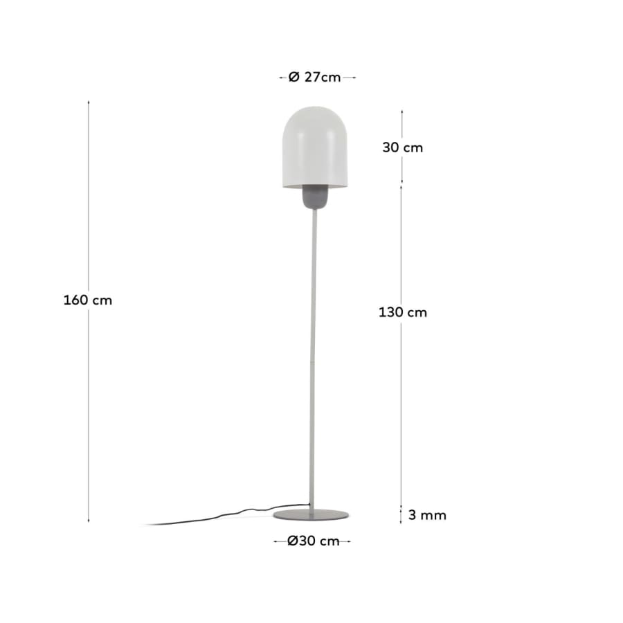 Brittany floor lamp in metal with white and grey painted finish