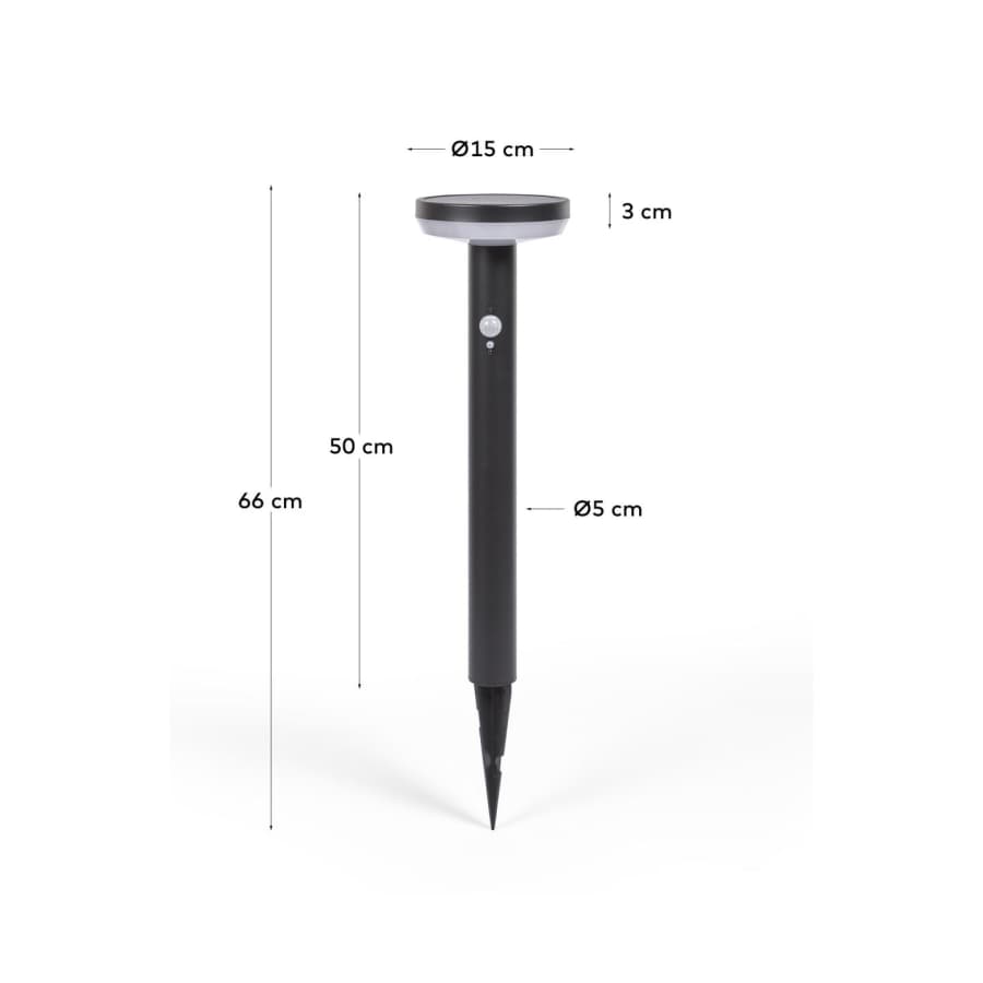 Alima solar powered beacon light in stainless steel with black finish 50 cm