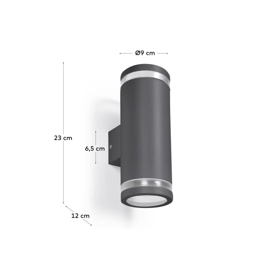 Aplique de exterior grande Beyda de aluminio pintado con acabado negro