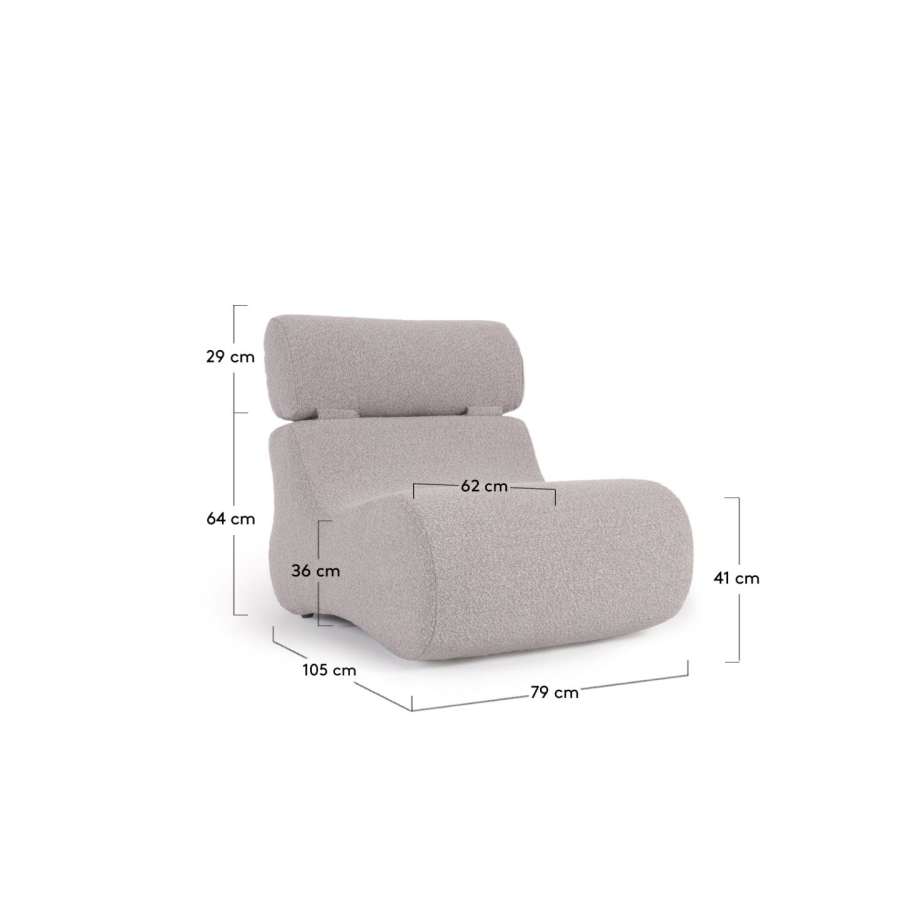 Fauteuil Club bouclette gris clair