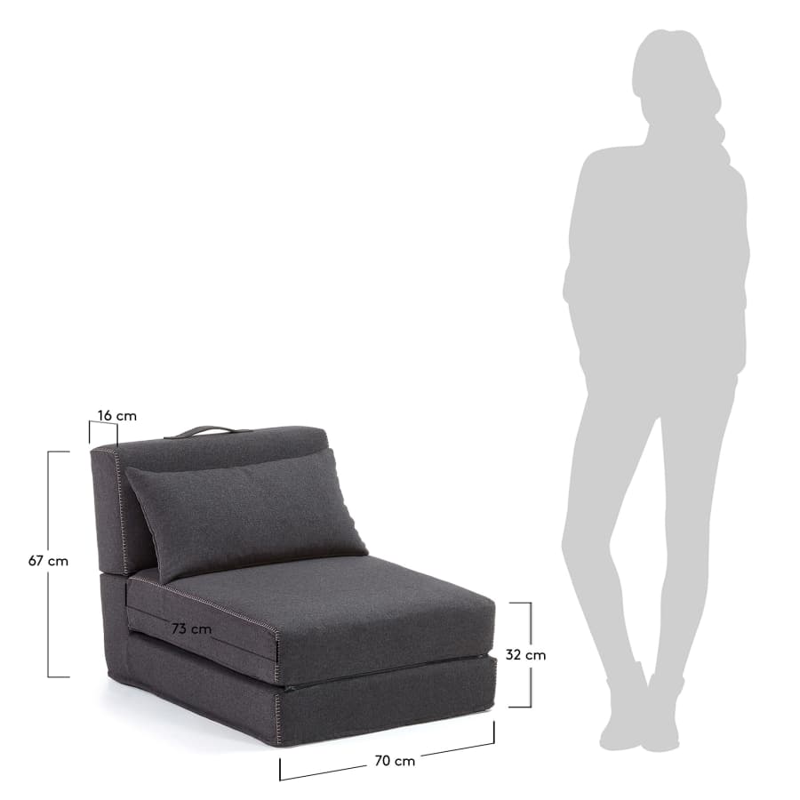 Chauffeuse Arty gris foncé 70 x 89 (200) cm