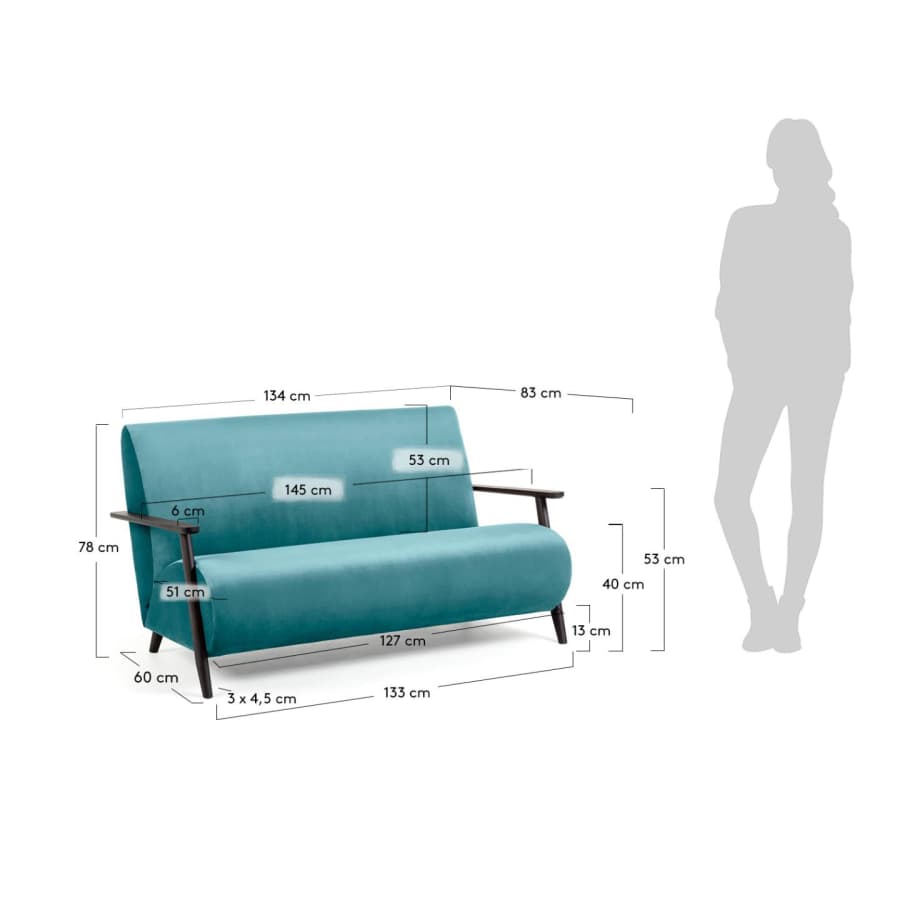 Türkises Meghan 2-sitzer Samt Sofa 145 cm