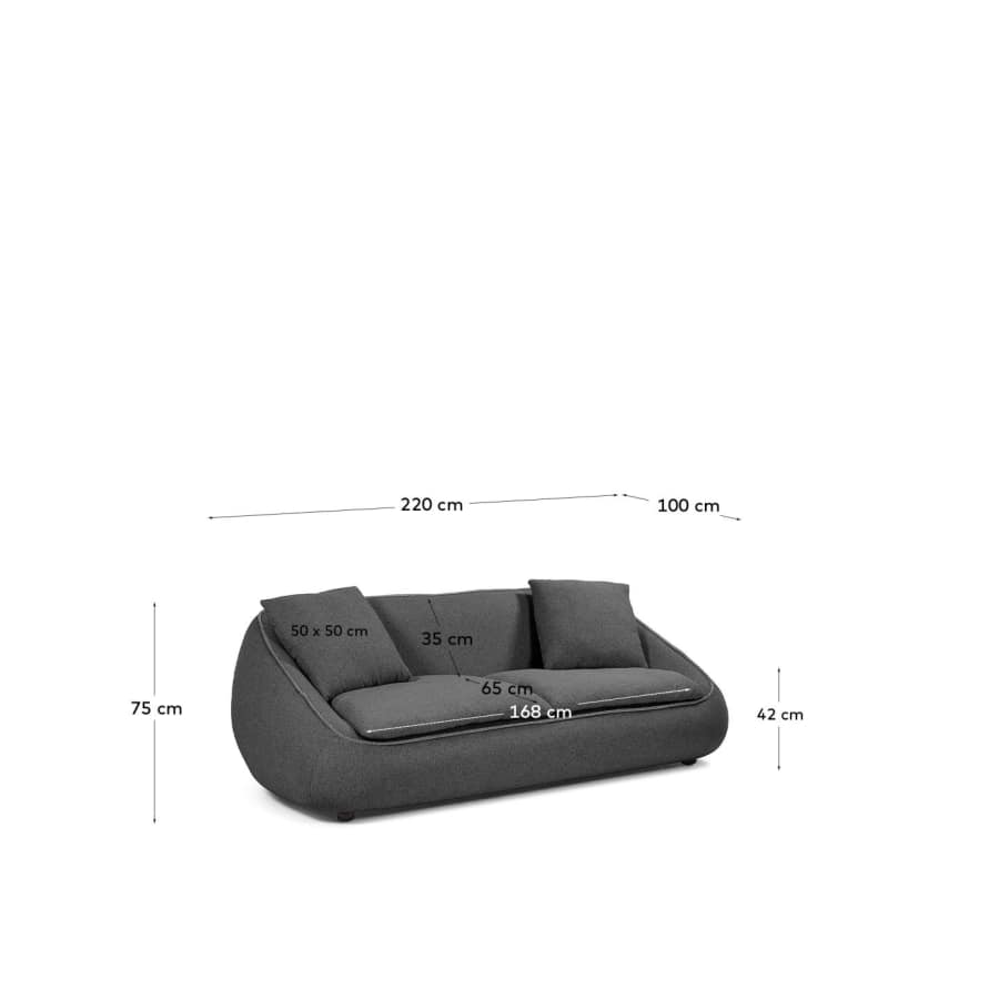 Safira 3-Sitzer Sofa dunkelgrau 220 cm