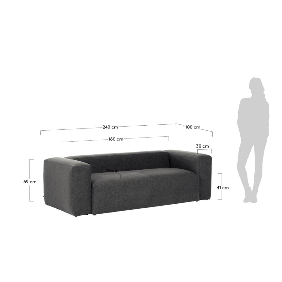 Blok 3-seater sofa in grey 240 cm