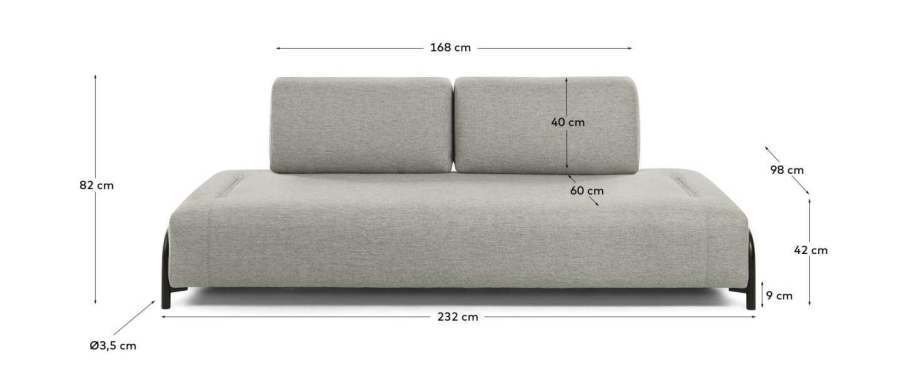 Module 3 seaters Compo in Beige-Grey 232 cm