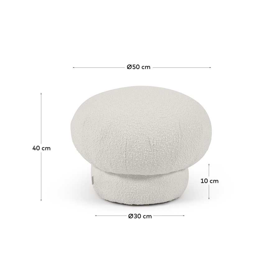 Sarisha round white bouclé pouffe Ø 49 cm