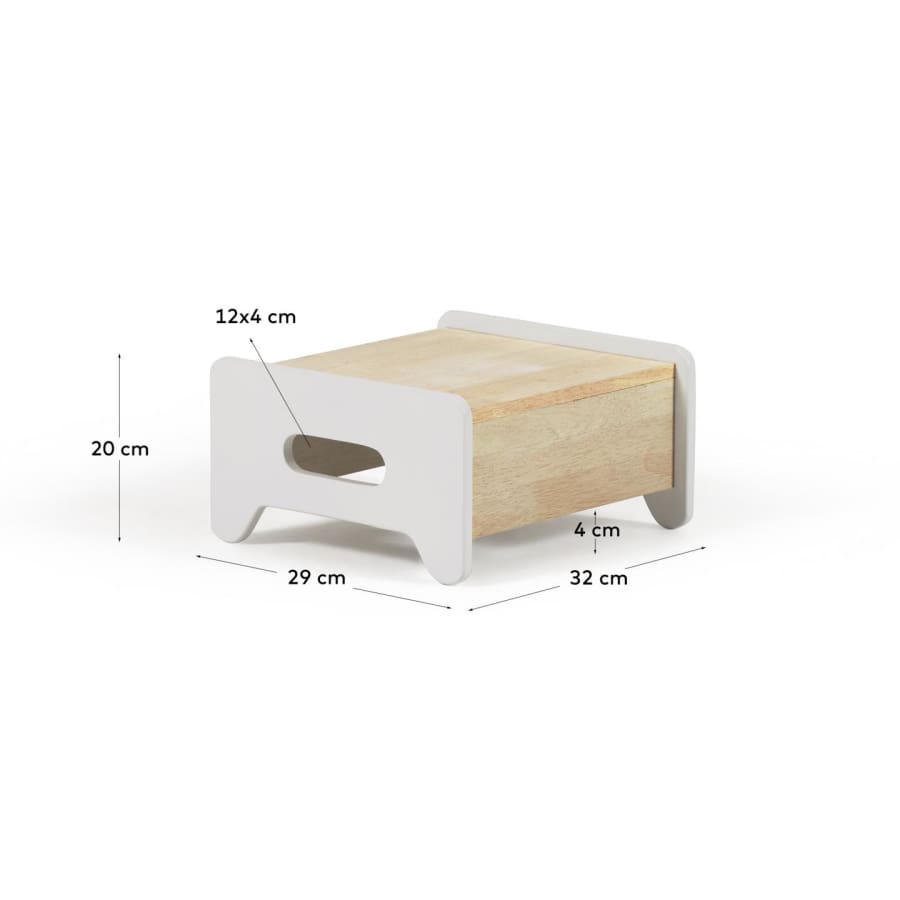 Cecilia kids’ step-stool in solid natural and white pine
