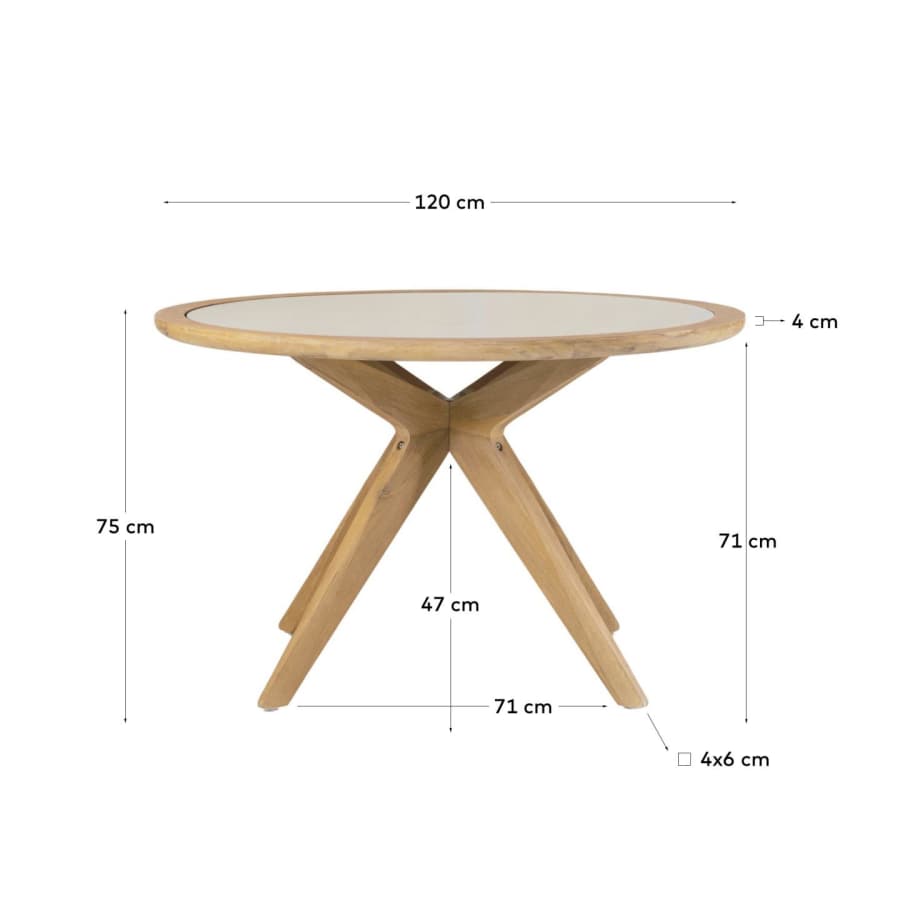 Julieta round table in polycement and solid acacia wood Ø 120 cm