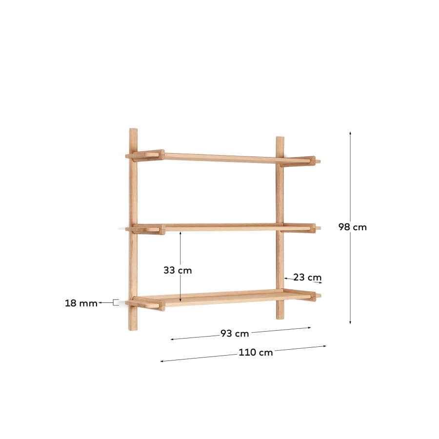 Sitra modular shelf, 3 solid oak wood shelves in a natural finish, 110 cm, FSC Mix Credit