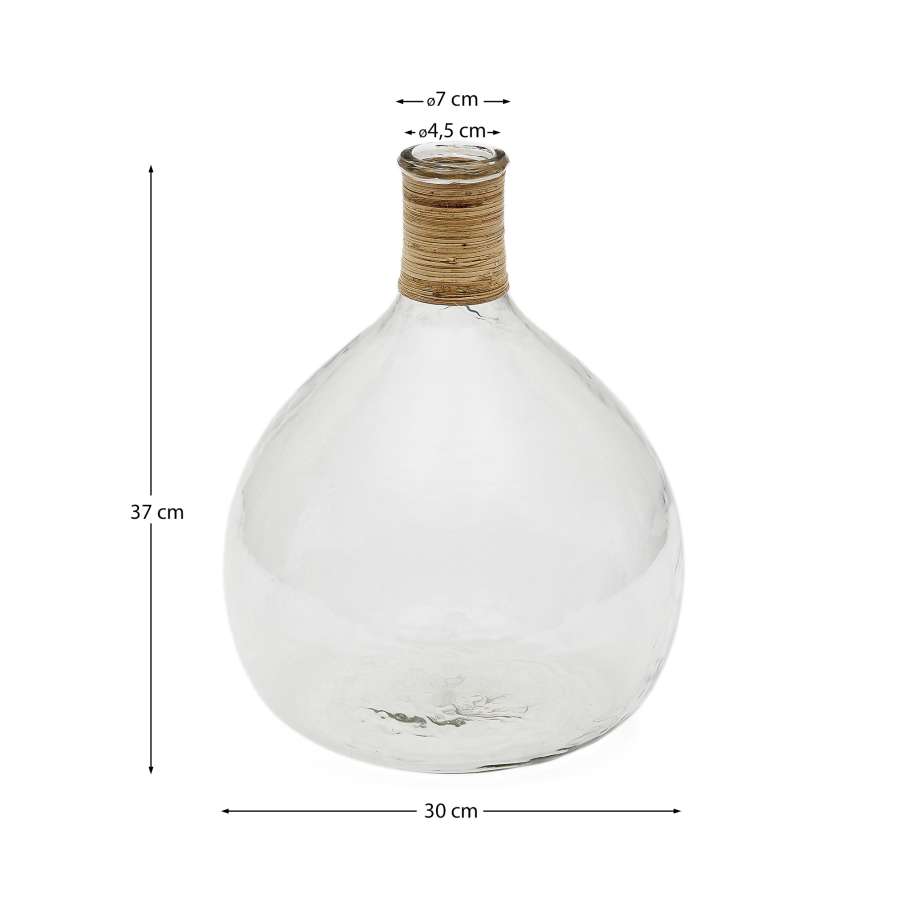Serlina vase made of rattan and transparent recycled glass 37 cm