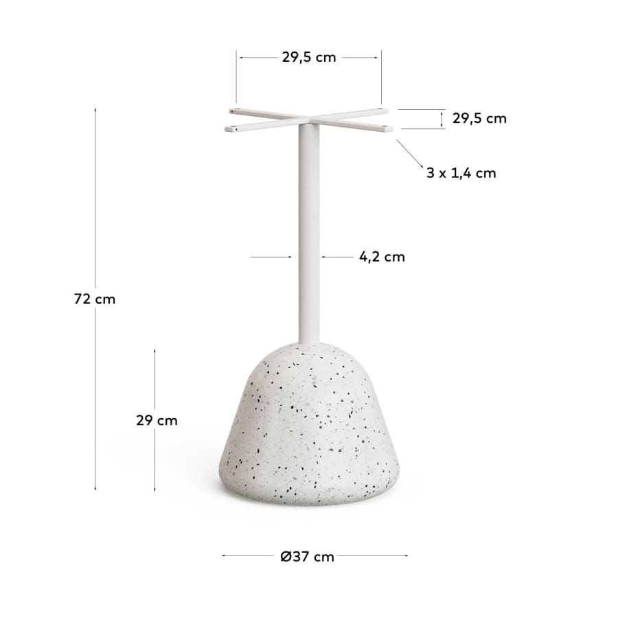 Saura Outdoor Table Base in White Terrazzo and Steel with White Finish Ø 37 x 75 cm