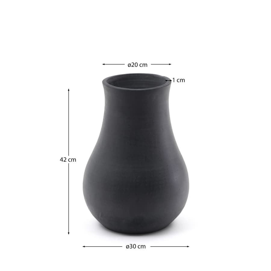 Silaia terracotta vase in a black finish 30 cm