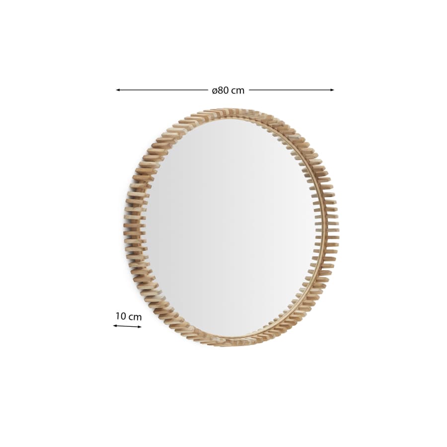 Polke Teak Wood Mirror Ø 80 cm