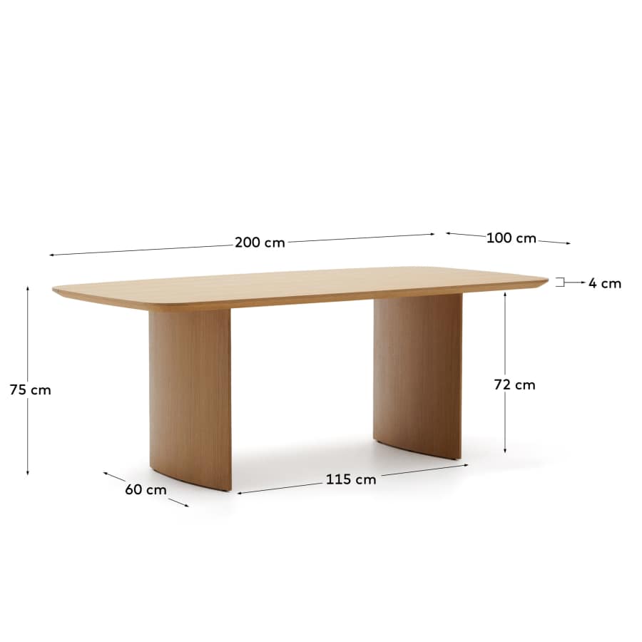 Litto table made from oak veneer, 200 x 100 cm