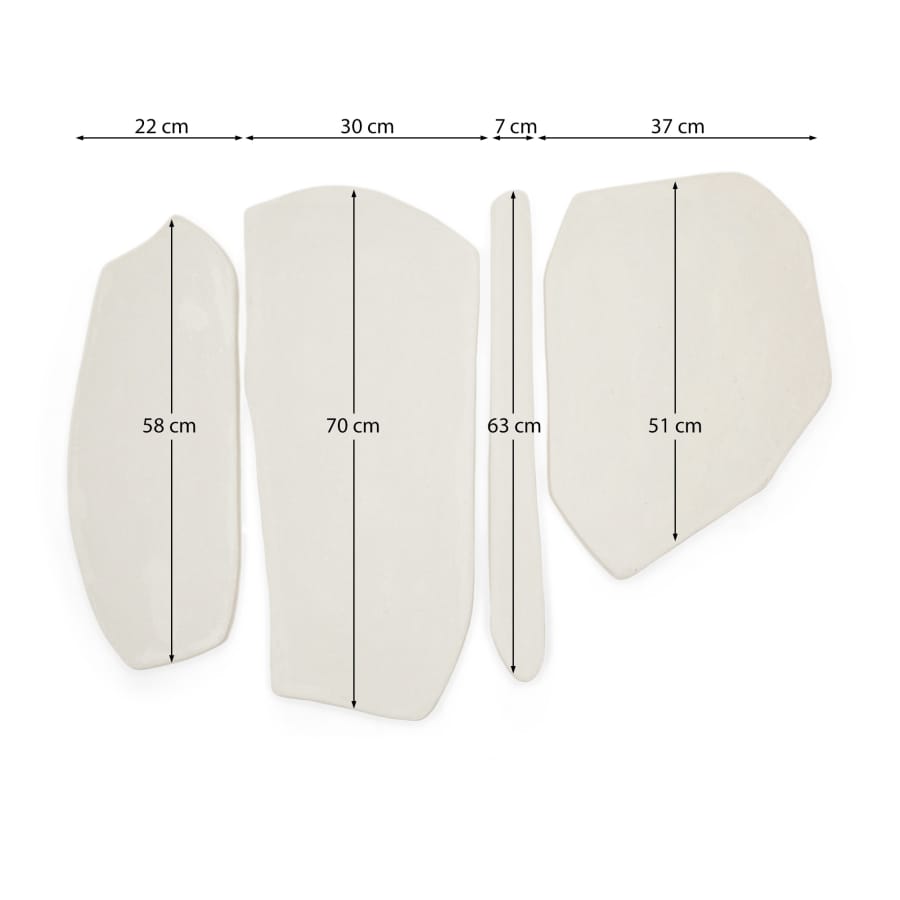 Siluna set of 4 wall panels in white papier-mâché