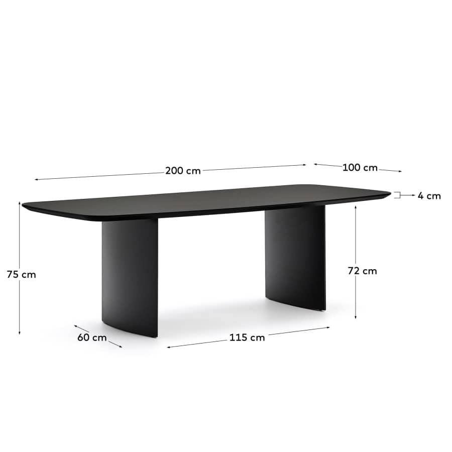Litto black, lacquered MDF table, 200 x 100 cm