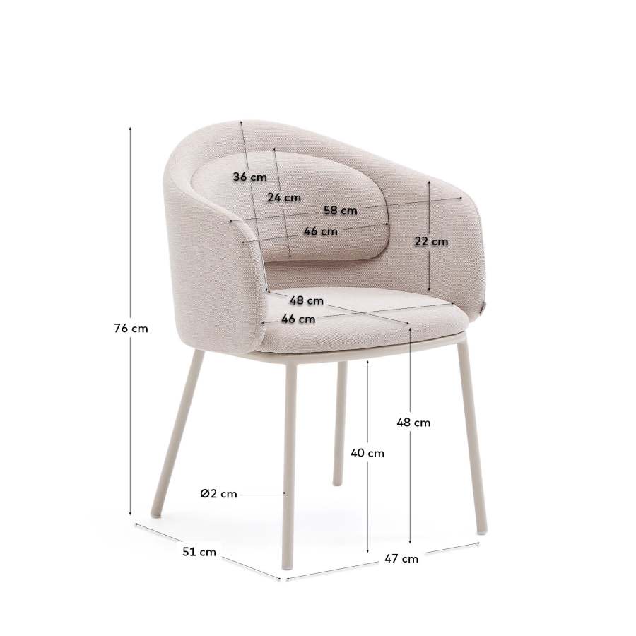 Idaira chair in beige and steel legs in a beige finish, FSC Mix Credit