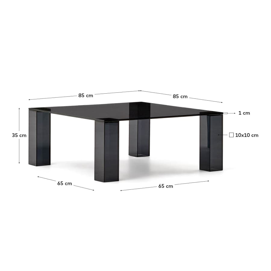 Adularia dark-grey, tempered-glass side table, 85 x 85 cm