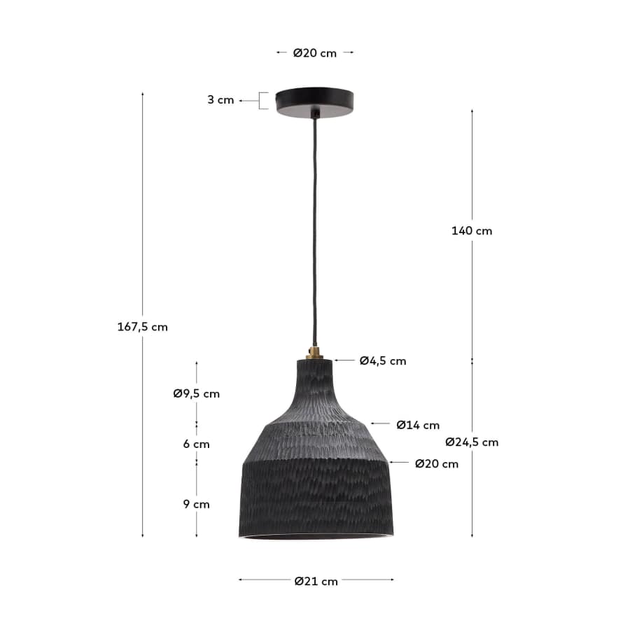 Lampa sufitowa Amire z drewna z czarnym wykończeniem Ø 21 cm