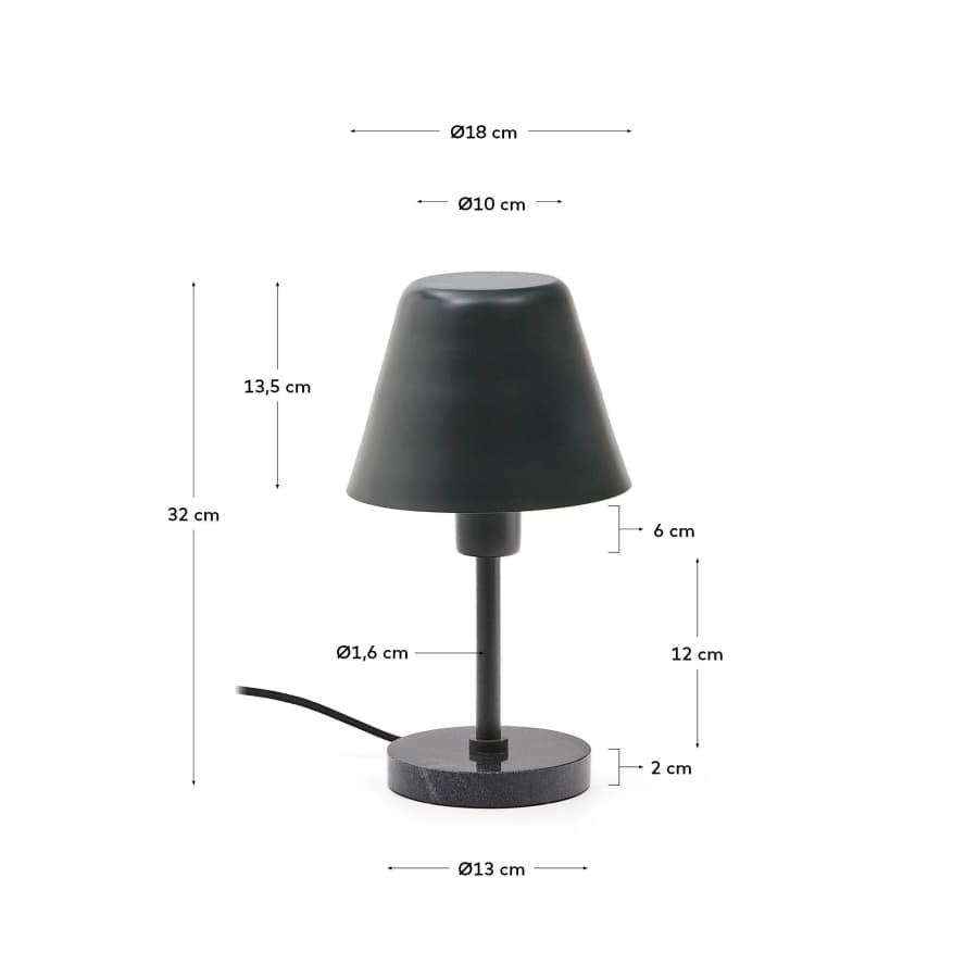 Calina table lamp in green metal and black marble