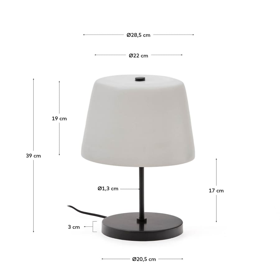 Nefar table lamp made of glazed glass and zinc