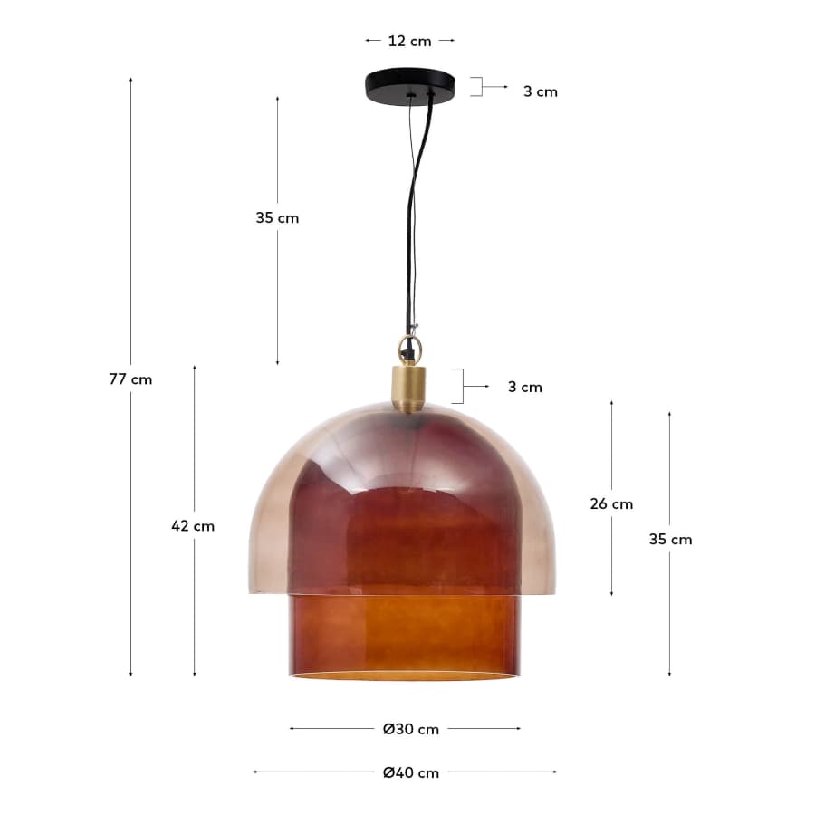 Lámpara de techo Vitri de cristal marrón Ø 40 cm