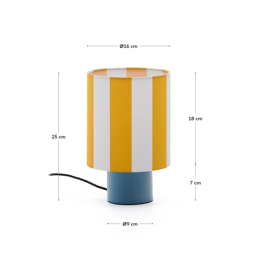 Lampada da tavolo Ciral di metallo con finitura verniciata blu.