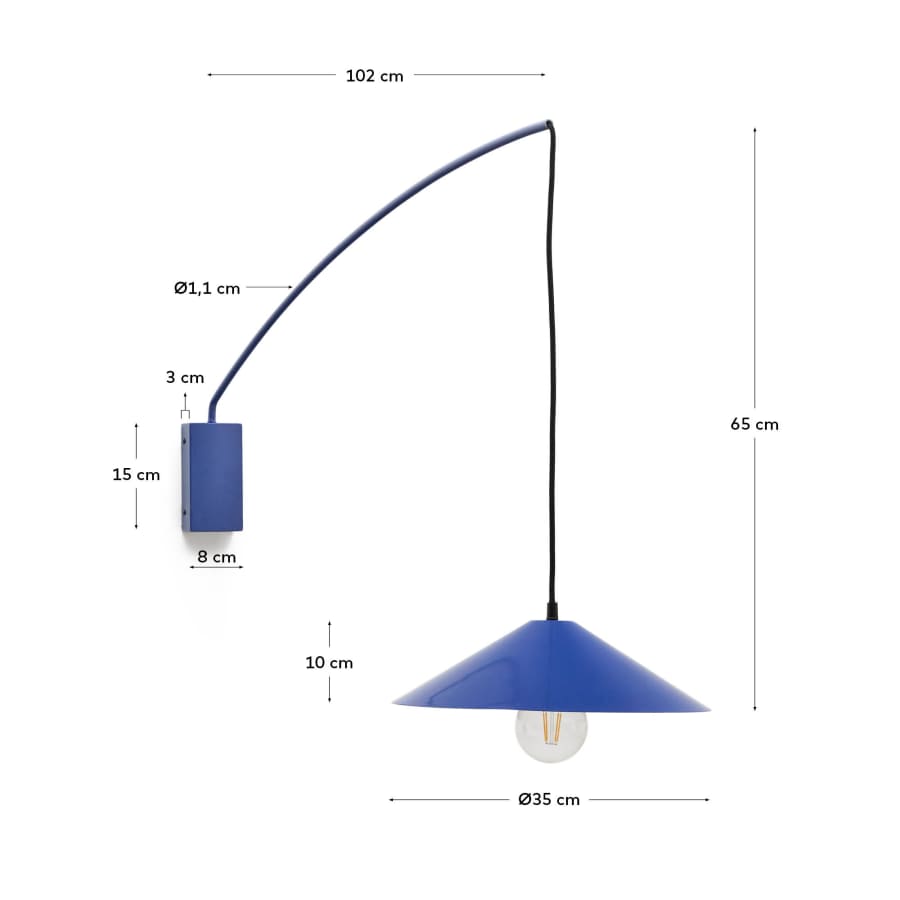 Kally wall lamp in a blue painted finish
