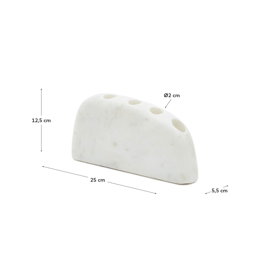 Signe large, white marble candlestick, 10 cm